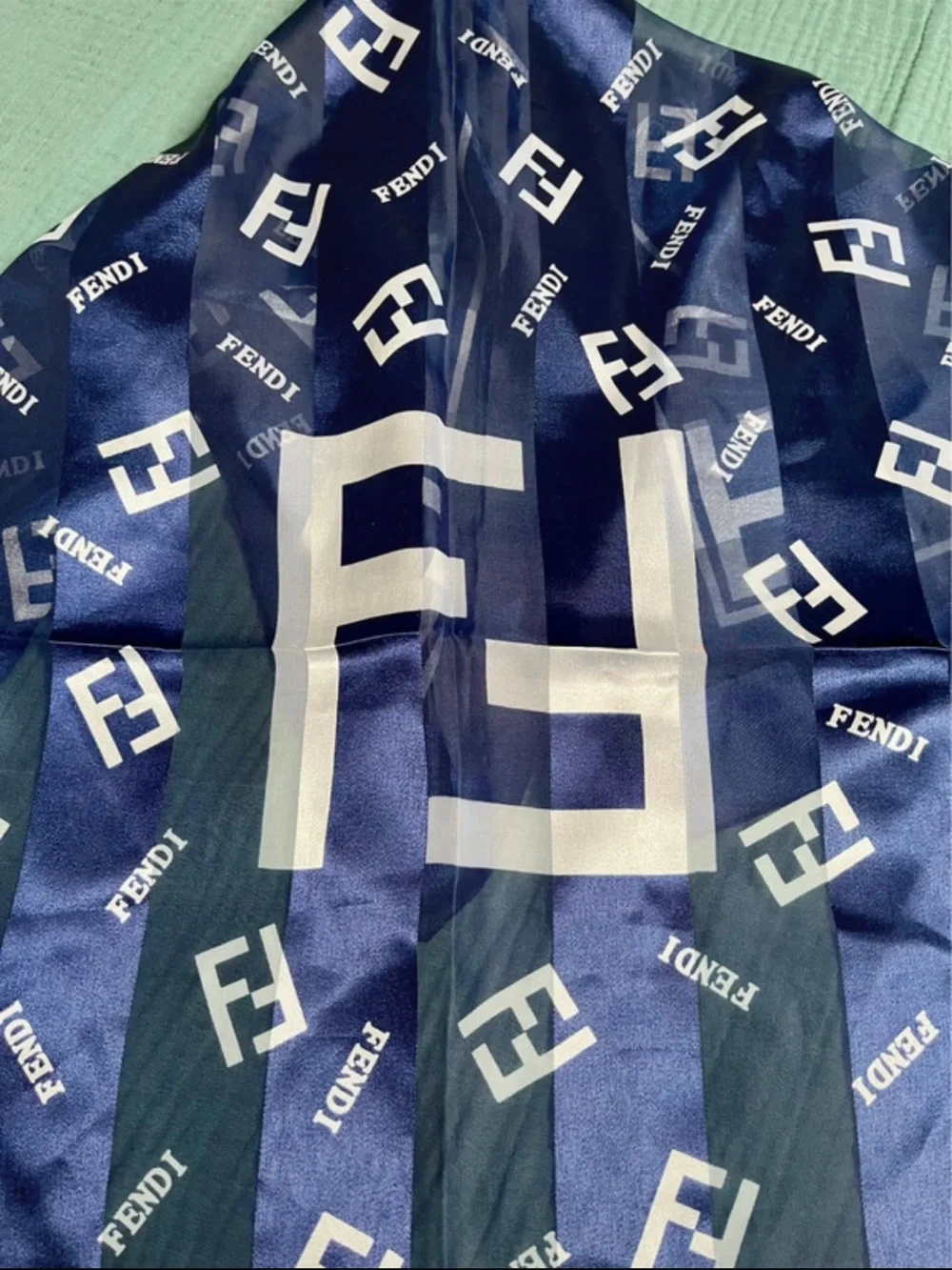 Fendi Navy and White Signature Logo Throw